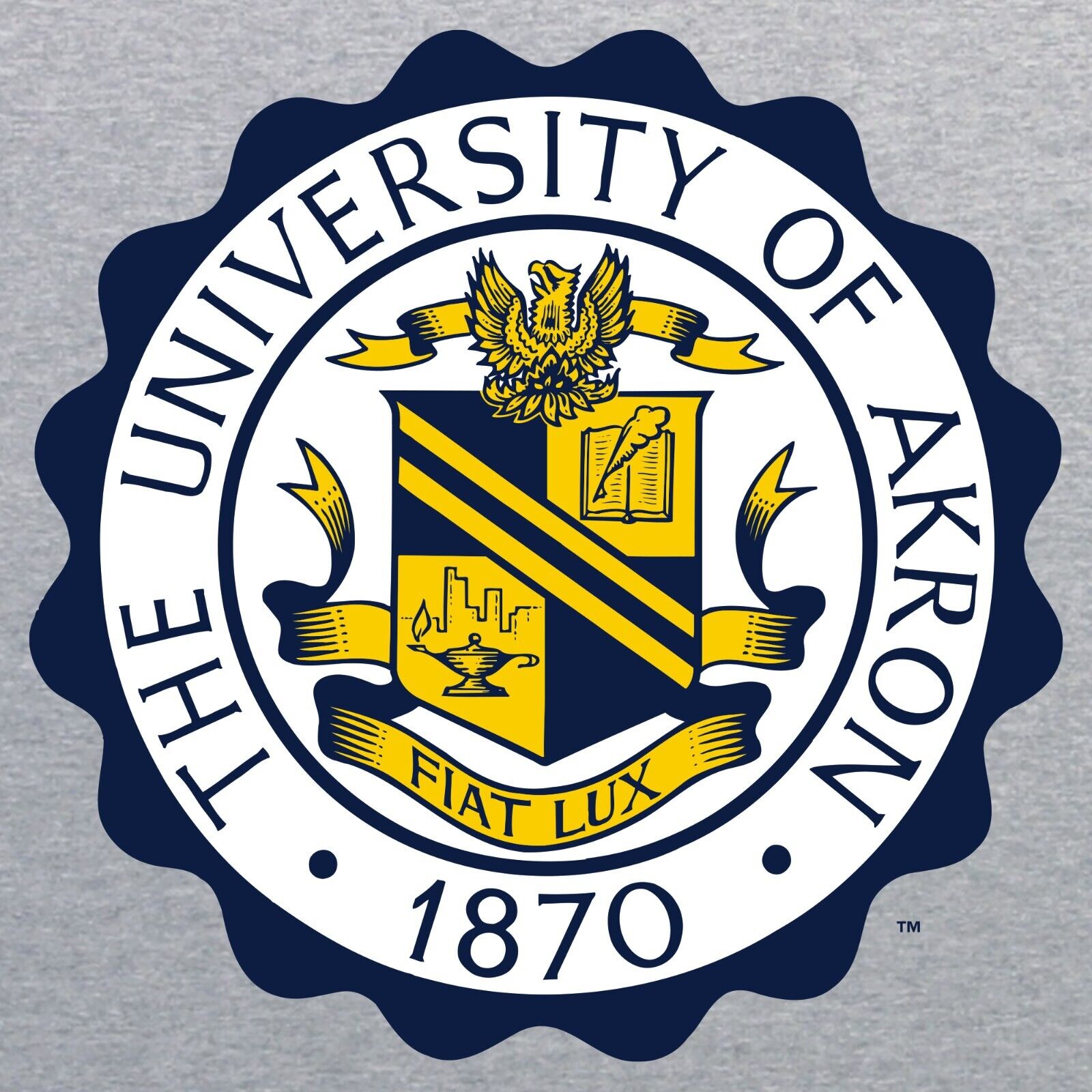 Akron Zips University Seal Licensed Shirt Sweatshirt Pullover Hoodie Reprinted Full Color Full Size