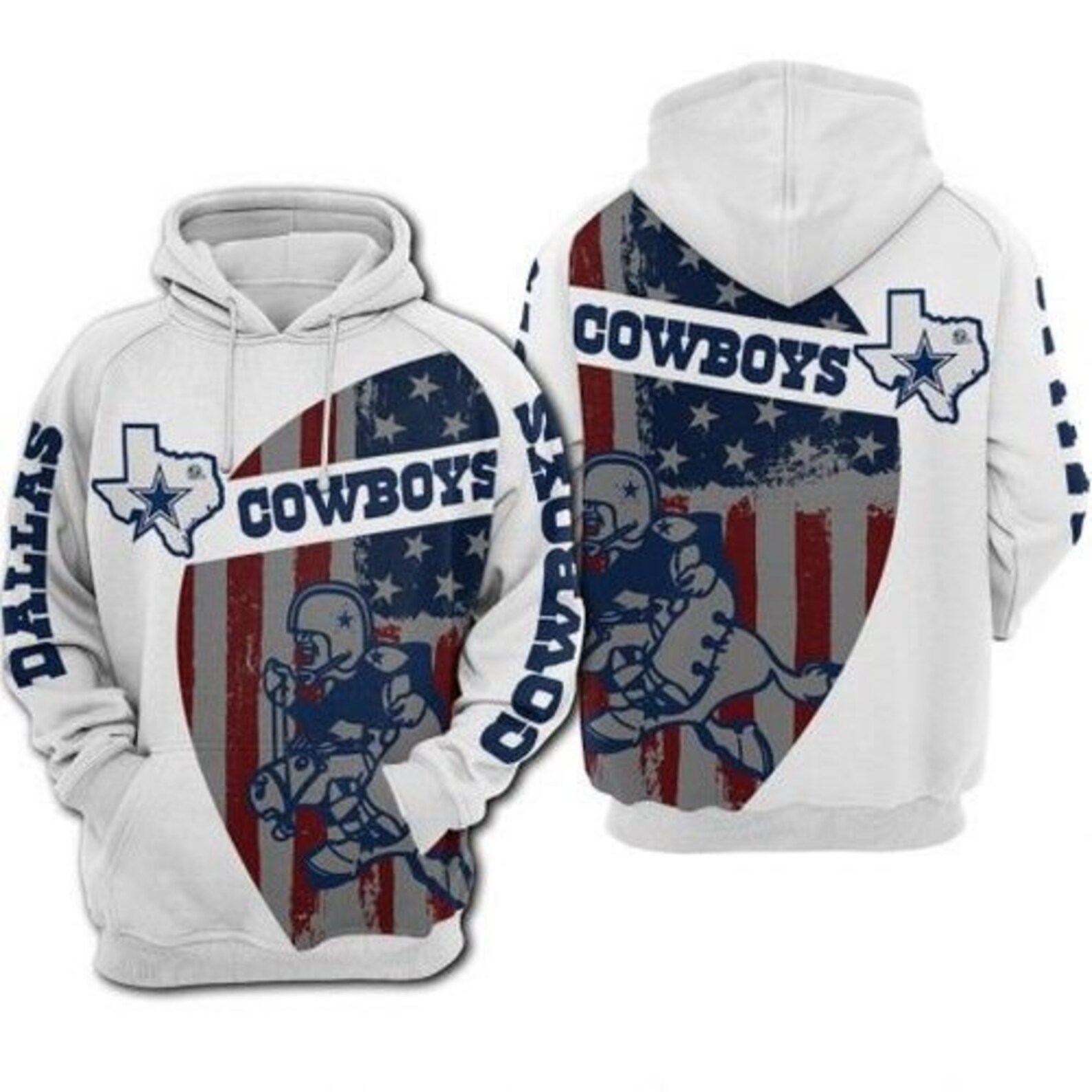 American Flag Dallas Cowboys 3D All Over Print Zip Up Hoodie Option Amazon Sports Team Nfl Edition