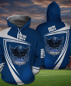 American Football Indianapolis Colts Skull 3D All Over Print Hoodie With Zipper