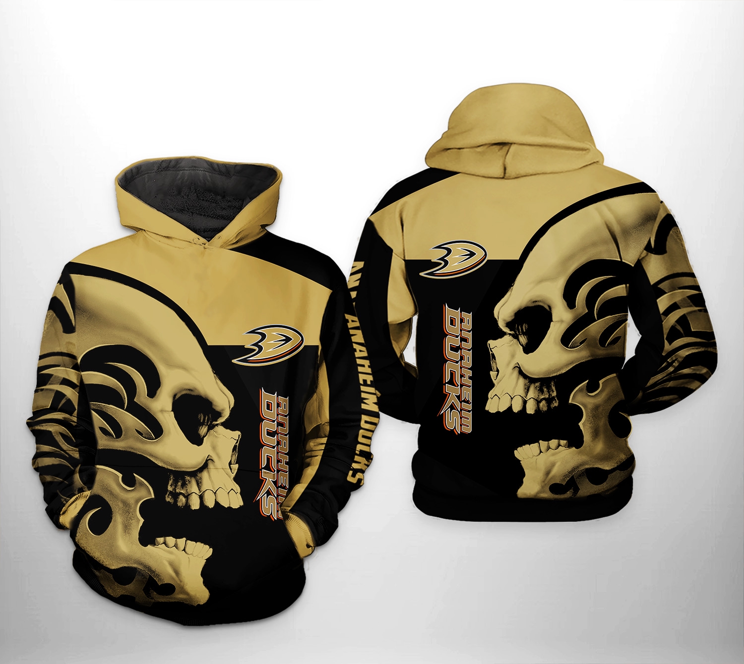 Anaheim Ducks Skull 3D All Over Print Zip Up Hoodie Option Nhl Edition
