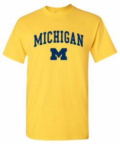 Arch Logo University of Michigan Wolverines Licensed Shirt Sweatshirt Pullover Hoodie Reprinted Full Color Full Size