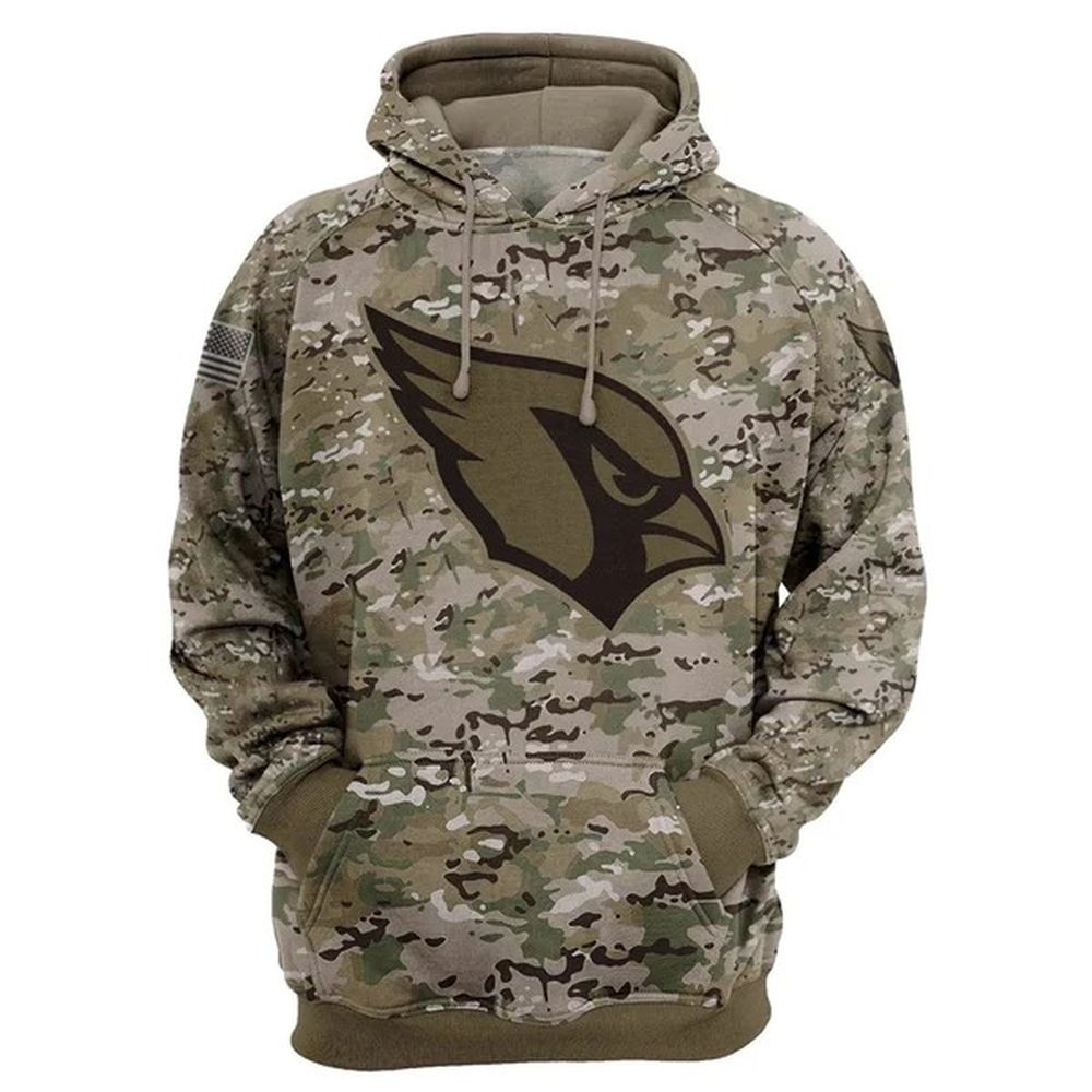 Arizona Cardinals Camo Hoodie, Customizable 3D All Over Print Hoodie With Zip Up Option