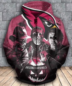 Arizona Cardinals Horror Movie Characters 3D All Over Print Zip Up Hoodie Great Gift