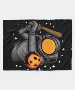 Astronaut Playing Baseball In Space Blanket, Baseball Fan