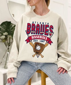 Atlanta Baseball Crewneck Sweatshirt, Vintage Atlanta Baseball Shirt, Atlanta MLB Shirt, Baseball Fan Gifts, Atlanta Fan Shirt