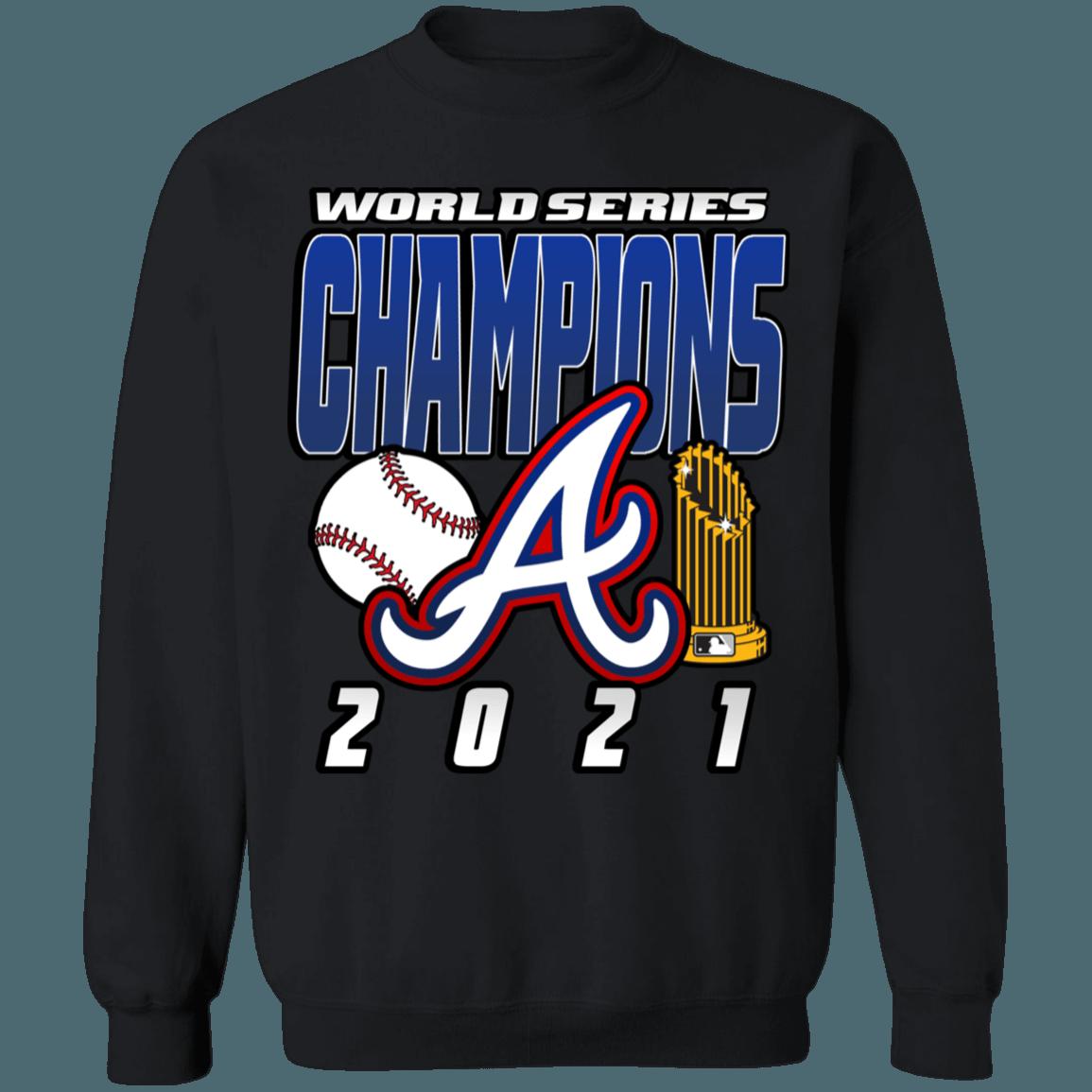 Atlanta Braves 2021 World Series Champions Retro MLB Crewneck Sweatshirt Hoodie Shirt Gifts for Fans - Image 2