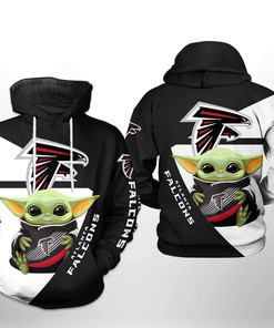 Atlanta Falcons Nfl Baby Yoda 3D All Over Print Zip Up Hoodie Option