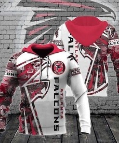 Atlanta Falcons Nfl Men And Women White Red 3D All Over Print Zip Up Hoodie Option
