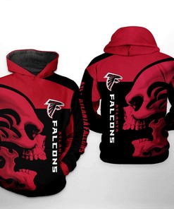 Atlanta Falcons Nfl Skull Black Red 3D All Over Print Zip Up Hoodie Option
