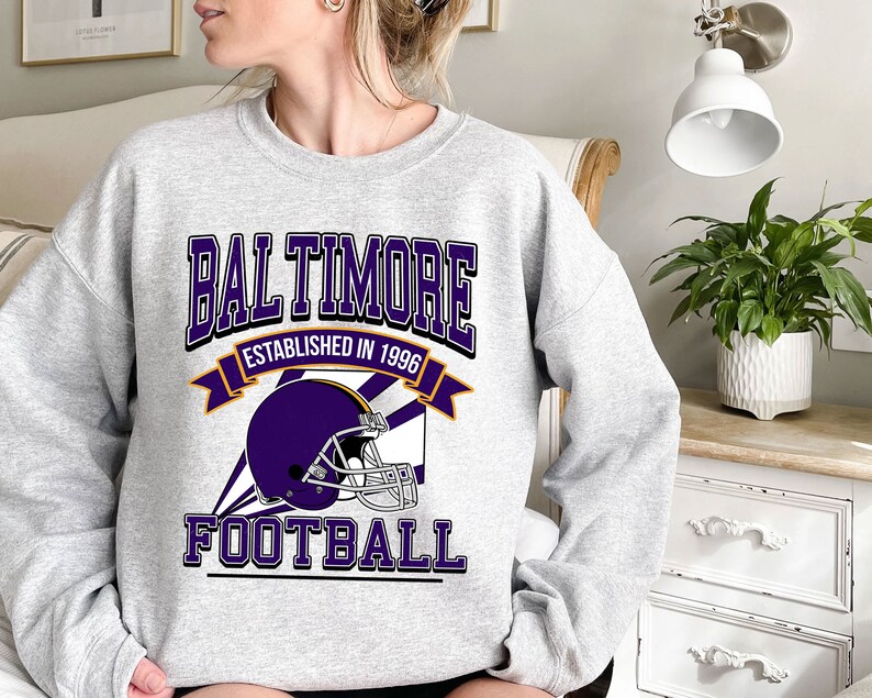 Baltimore Football Sweatshirt, Vintage Baltimore Football Crewneck Sweatshirt, American Football Fan, NFL Shirt - Image 2