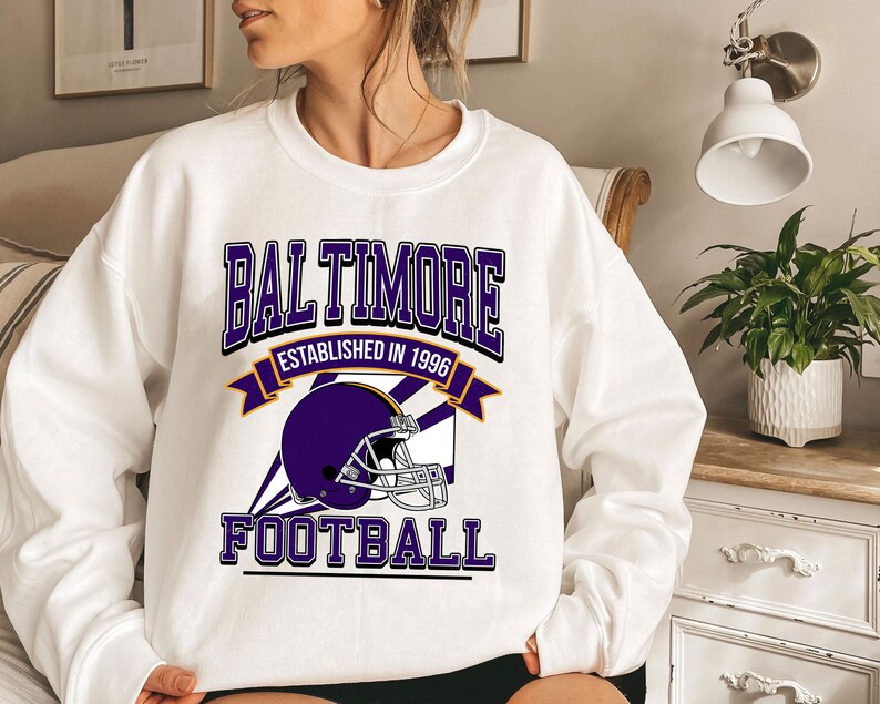 Baltimore Football Sweatshirt, Vintage Baltimore Football Crewneck Sweatshirt, American Football Fan, NFL Shirt - Image 3