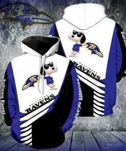 Baltimore Ravens Nfl Funny Snoopy With Sunglasses Peanuts 3D All Over Print Hoodie With Zip Up