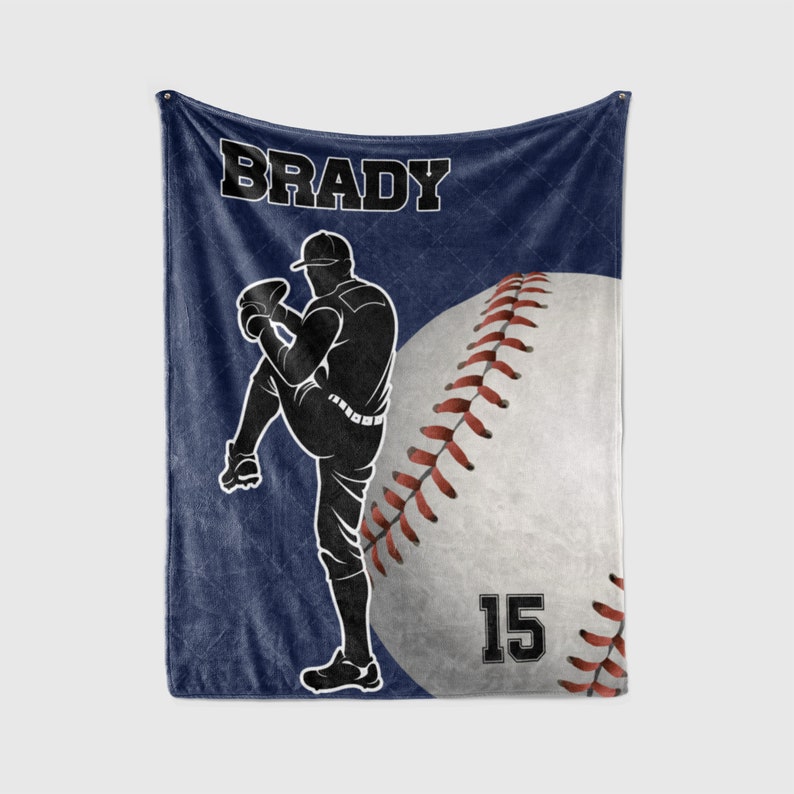 Baseball Blanket For Son, Personalized Baseball Blanket, Custom Baseball Ball Blanket