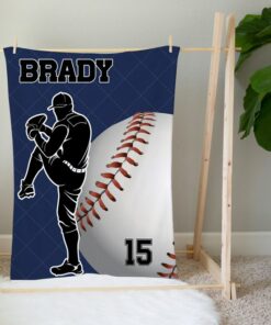 Baseball Blanket For Son, Personalized Baseball Blanket, Custom Baseball Ball Blanket