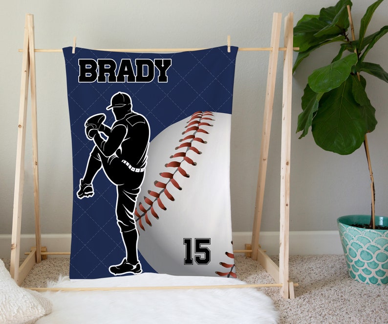 Baseball Blanket For Son, Personalized Baseball Blanket, Custom Baseball Ball Blanket