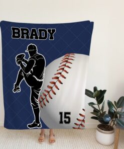 Baseball Blanket For Son, Personalized Baseball Blanket, Custom Baseball Ball Blanket