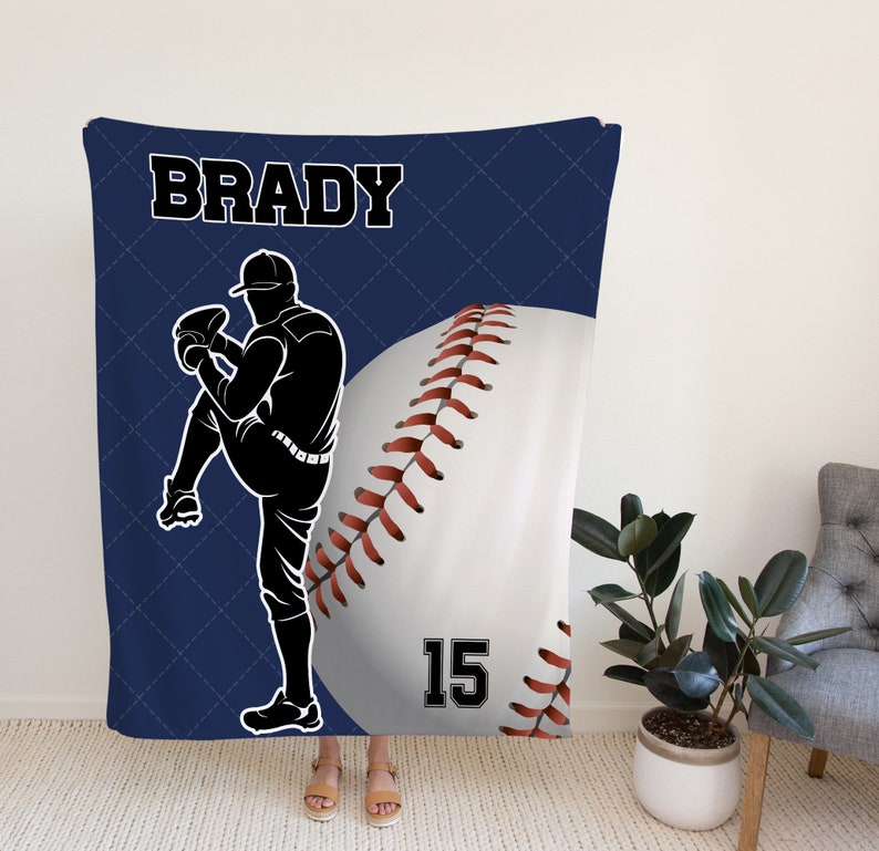 Baseball Blanket For Son, Personalized Baseball Blanket, Custom Baseball Ball Blanket