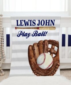 Baseball Blanket, Personalized Baby Blanket Gift, Sports Nursery Décor,