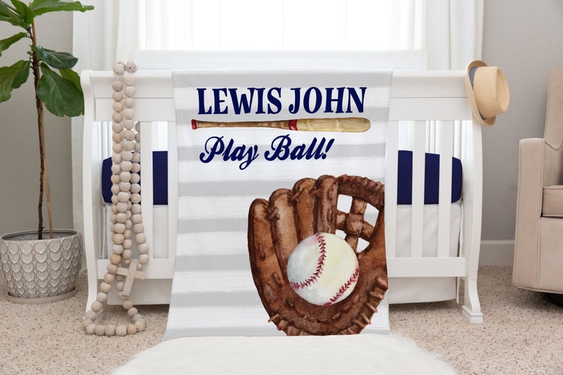 Baseball Blanket, Personalized Baby Blanket Gift, Sports Nursery Décor,