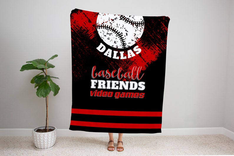 Baseball Blanket, Personalized Throw Blanket, Teen Boy Gift