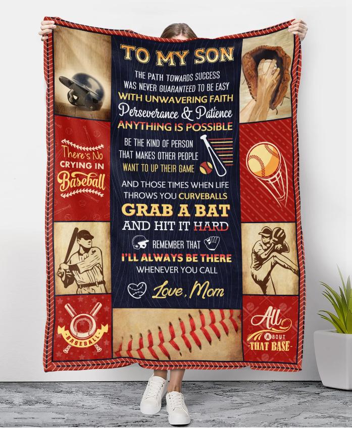 Baseball Blanket To My Son, Love Mom