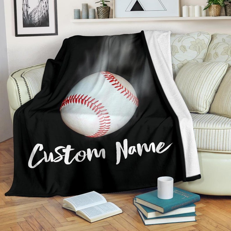 Baseball Custom Name Blanket , Baseball Adult Blanket