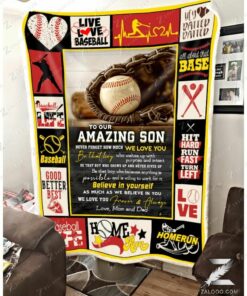 Baseball Fleece Sherpa Blanket - To Our Amazing Son - Believe In Yourself Gift
