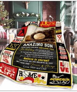Baseball Fleece Sherpa Blanket - To Our Amazing Son - Believe In Yourself Gift