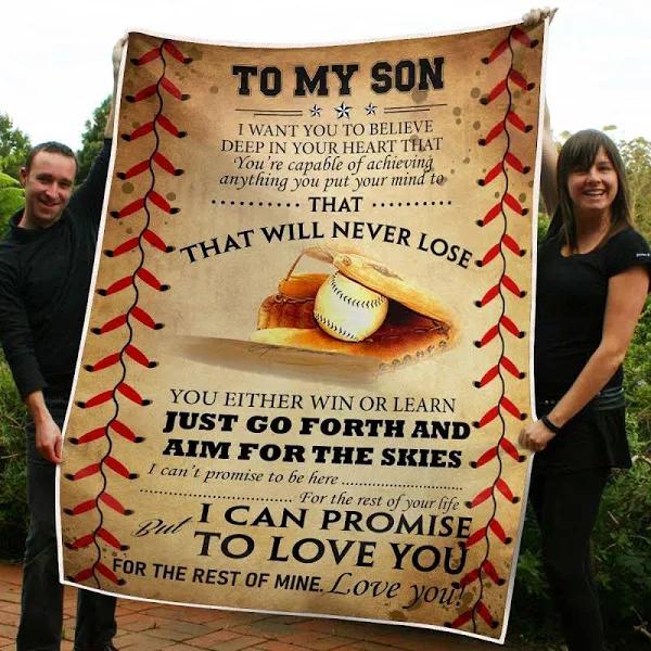 Baseball Gift To My Son Baseball Blanket Gift For Christmas, Home Decor Bedding Couch Sofa Soft