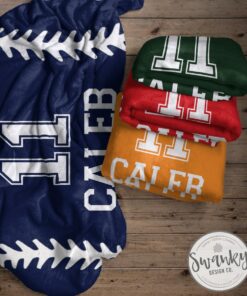 Baseball Name Blanket Personalized, Custom Name Baseball Blanket, Gift For Baseball Player, Gift For Baseball