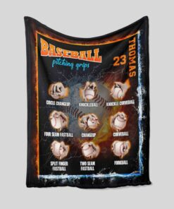 Baseball Pitching Grips Blanket, Custom Baseball Blanket, Personalized Name Blanket