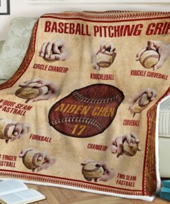Baseball Pitching Grips, Custom Baseball Blanket, Personalized Name Blanket,