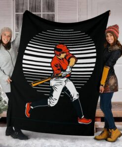 Baseball Player Black Blanket, Personalized Blanket With Name & Number