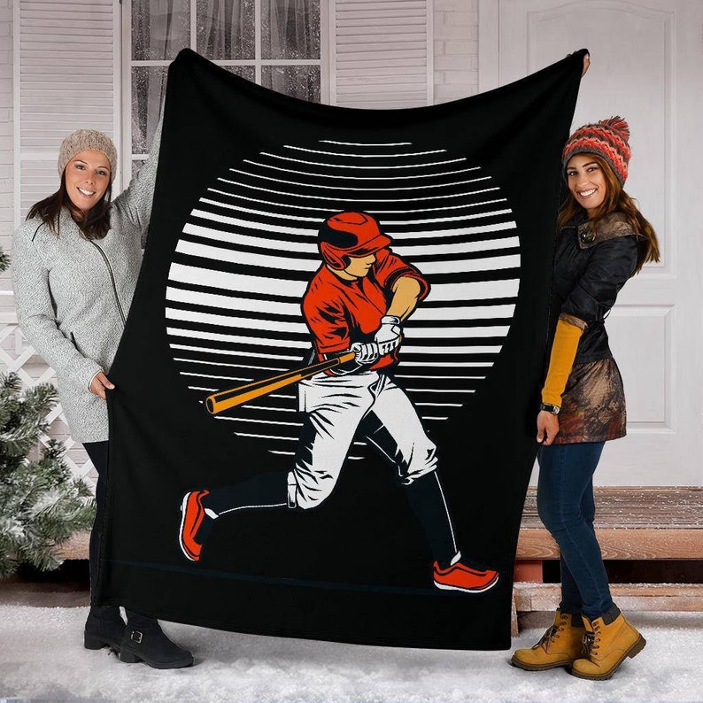 Baseball Player Black Blanket, Personalized Blanket With Name & Number