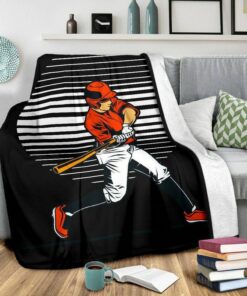 Baseball Player Black Blanket, Personalized Blanket With Name & Number