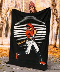 Baseball Player Black Blanket, Personalized Blanket With Name & Number
