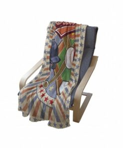 Baseball Soft Blanket, Retro Pop Art Softball Logo Vertical Striped Setting Bat And Ball Game Print