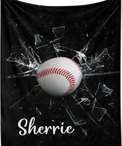 Baseball Sport Personalized Blanket With Name Soft Sherpa Fleece Throw Blankets, Gifts Lover Sports