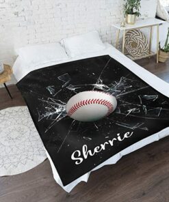 Baseball Sport Personalized Blanket With Name Soft Sherpa Fleece Throw Blankets, Gifts Lover Sports
