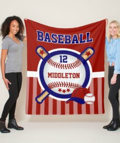 Baseball Star In Dark Red And Blue Blanket