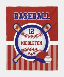 Baseball Star In Dark Red And Blue Blanket