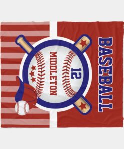 Baseball Star In Dark Red And Blue Blanket