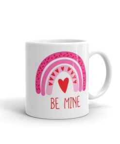 Be Mine Boho Rainbow Heart Mug, Boho Rainbow Mug, Be Mine Mug, Gift For Valentine, Be Mine Valentine Mug