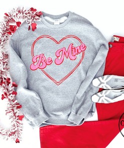 Be Mine Heart Retro Vintage Valentine's Day Crewneck Sweatshirt Hoodie Gift