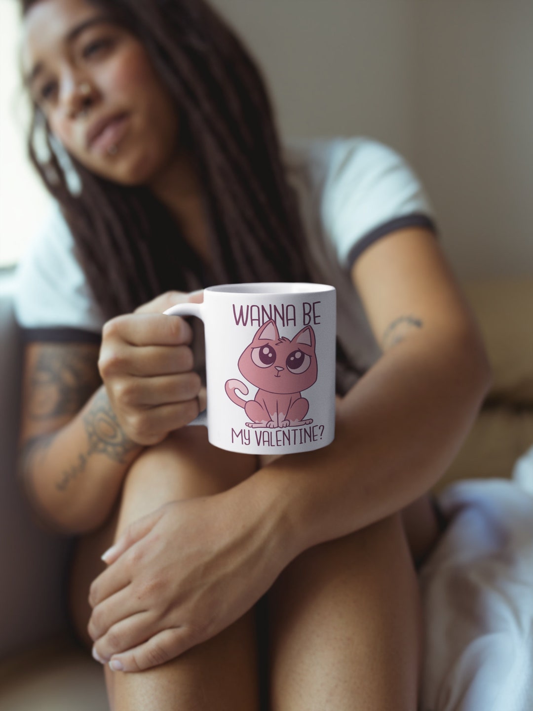 Be My Valentine Cat Mug With Color Inside, Valentines Day Gift, Funny Valentine Mug, Valentines Day Mug, Valentines Mug