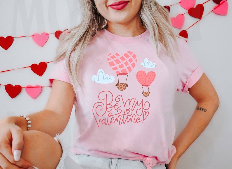 Be My Valentine Shirt Baloon Waffle, Valentines Day Shirt, Be My Valentine Unisex, Valentines Day Gift - Image 2