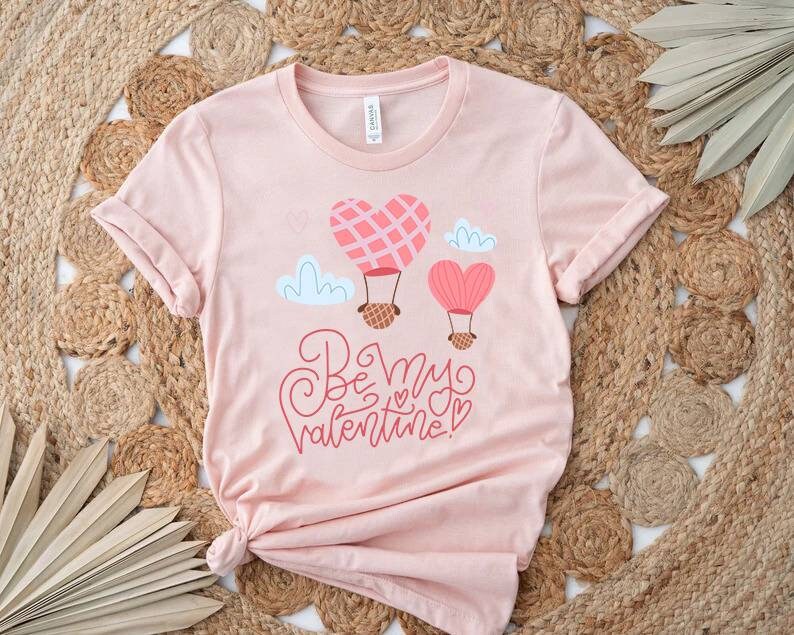 Be My Valentine Shirt Baloon Waffle, Valentines Day Shirt, Be My Valentine Unisex, Valentines Day Gift - Image 3