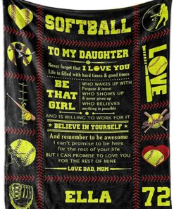 Be That Girl To My Daughter Softball Blanket, Cutsom Name Number