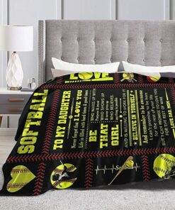 Be That Girl To My Daughter Softball Blanket, Cutsom Name Number