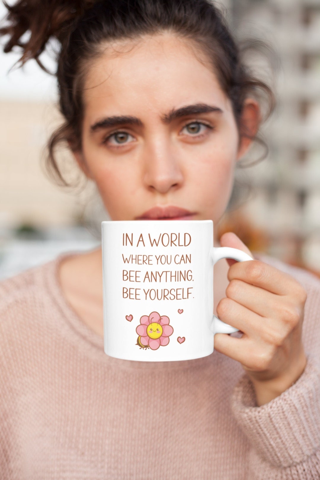 Be Yourself Mug, Valentine Mug For Her, Ceramic Mug For Friend, Coffee Cup, Inspirational Bee Mug